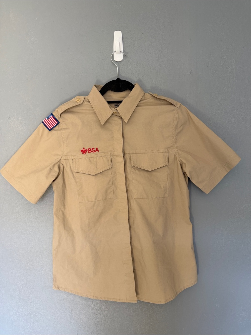 Official Scouts BSA Women's Tan Outdoor Hiking LeaderUniform Vented Shirt Medium